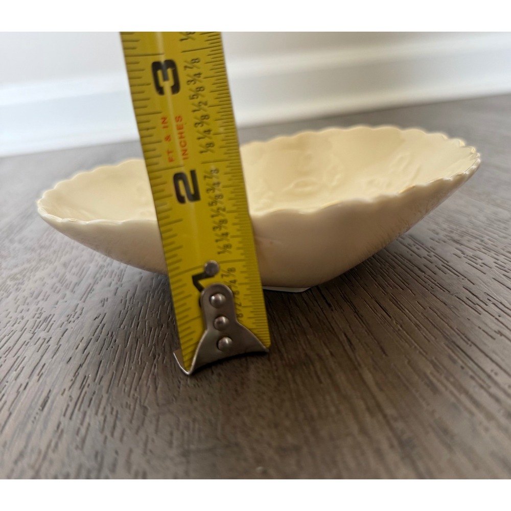 Cream Heart-Shaped Trinket Dish Embossed Roses Gold Trim Romantic Cottage Decor - Picture 9 of 10